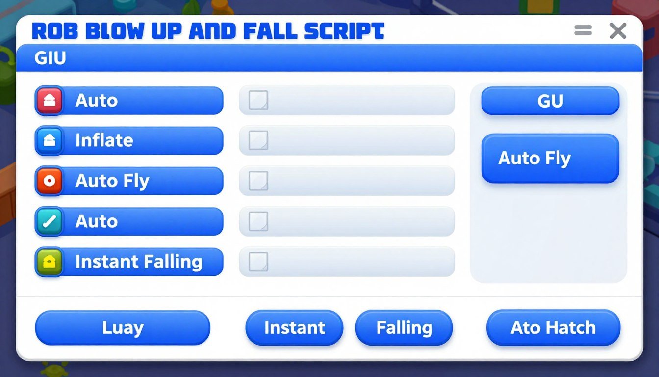 Blow Up and Fall Script GUI showing Auto Hatch and Instant Falling features
