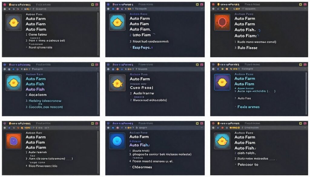 Collection of popular Fisch scripts showing different GUIs and features